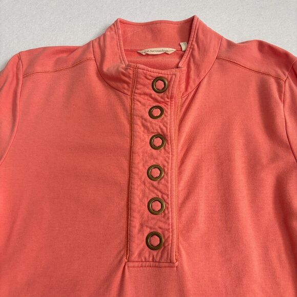 Soft Surroundings Lakshmi Pullover Tunic Women's M Peach Pink Cotton Blend Soft - Picture 3 of 8
